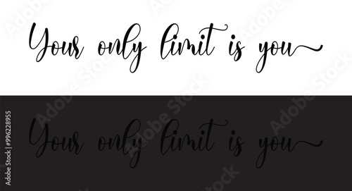You are your only limit lettering phrase black color modern calligraphy. Goals suck System matters motivational poster for gym, textile, prints. Discipline inspirational poster in eps 10.
