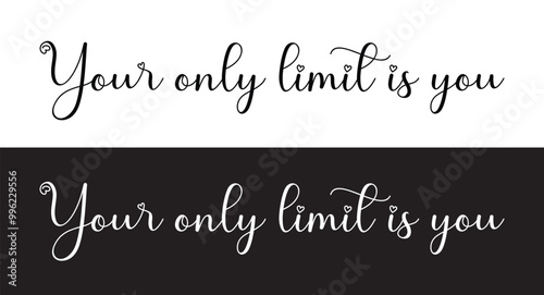 You are your only limit lettering phrase black color modern calligraphy. Goals suck System matters motivational poster for gym, textile, prints. Discipline inspirational poster in eps 10.