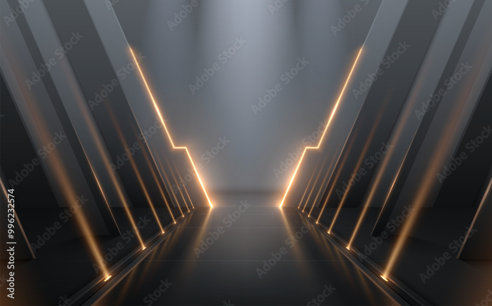 Fototapeta premium Futuristic empty scene with light effects