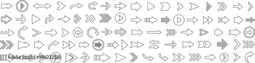  Modern simple arrows. Arrows big black set icons. Arrow line icon. Arrow vector collection. Cursor. stock Vector