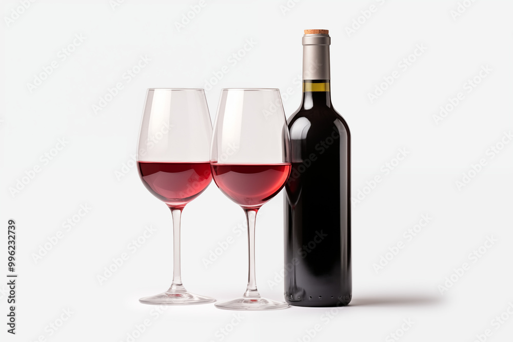 Wine bottle with glass on white background. Wine related themes. Wine professions. Onologist. Wine shop. Buying and selling wine. Images for graphic designers. Isolated wine. Image for website. Wine bottle with glass on white background. Wine related themes. Wine professions. Onologist. Wine shop. Buying and selling wine. Images for graphic designers. Isolated wine. Image for website.