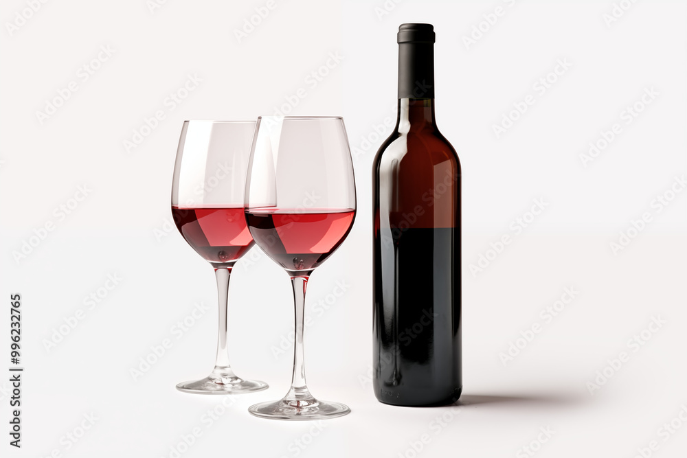 Wine bottle with glass on white background. Wine related themes. Wine professions. Onologist. Wine shop. Buying and selling wine. Images for graphic designers. Isolated wine. Image for website. Wine bottle with glass on white background. Wine related themes. Wine professions. Onologist. Wine shop. Buying and selling wine. Images for graphic designers. Isolated wine. Image for website.