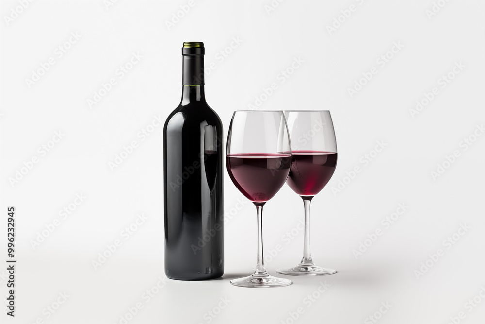 Wine bottle with glass on white background. Wine related themes. Wine professions. Onologist. Wine shop. Buying and selling wine. Images for graphic designers. Isolated wine. Image for website. Wine bottle with glass on white background. Wine related themes. Wine professions. Onologist. Wine shop. Buying and selling wine. Images for graphic designers. Isolated wine. Image for website.