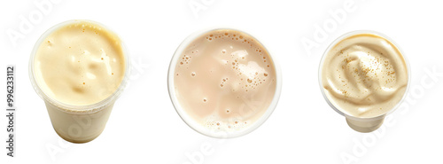 Plastic Cup with vanilla Smoothie Mockup on isolated transparent background