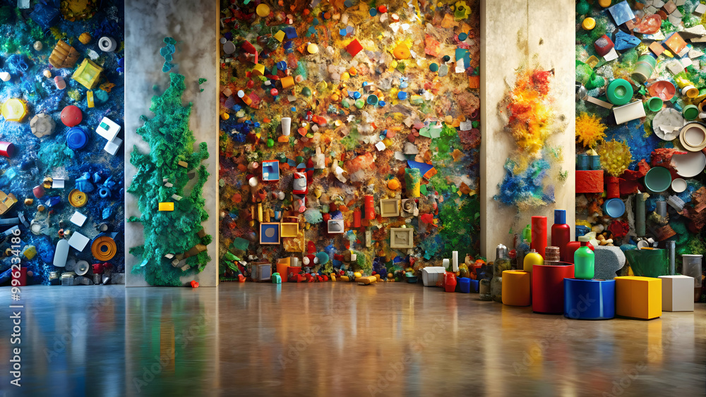 Fototapeta premium Abstract art showcasing zero-waste manufacturing practices, innovation, creativity, sustainability