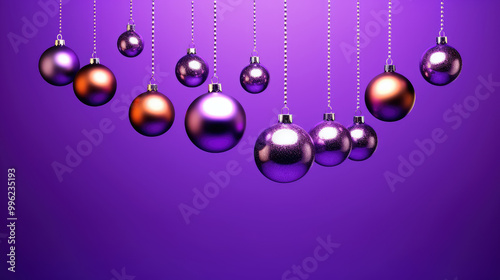 Illustration of christmas balls on a purple background