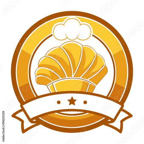 Chef Hat Logo:  A stylized chef's hat with a cloud-shaped plume sits within a golden circle, adorned with a white banner and a star, evoking a sense of culinary expertise and professionalism.  