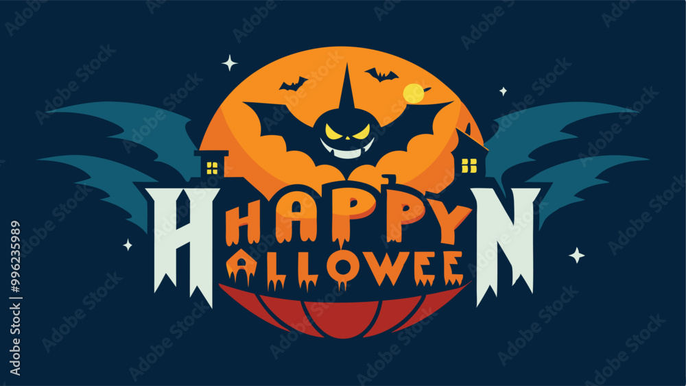 Happy halloween background with pumpkin and bats Happy halloween background with pumpkin and bats