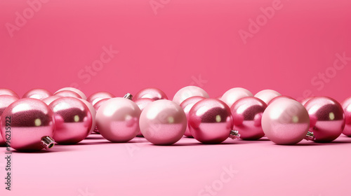 Illustration of christmas balls on a blush background