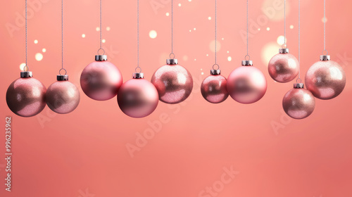 Illustration of christmas balls on a blush background
