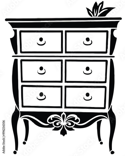 Dresser vector silhouette line art style