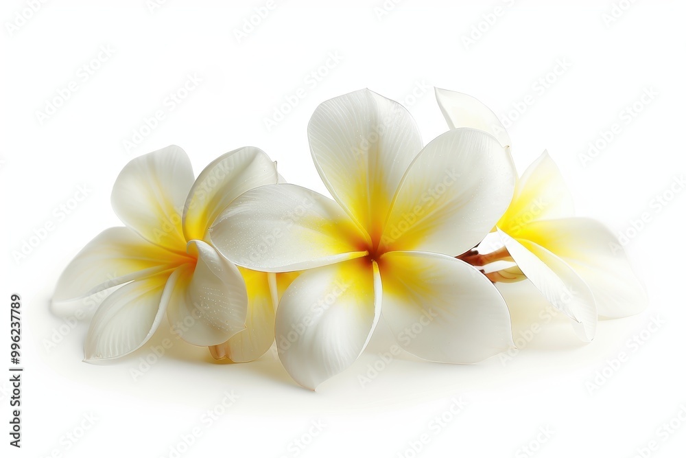 Naklejka premium Frangipani or Plumeria flower on white background