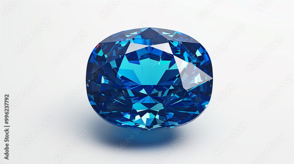 Oval Blue Sapphire Isolate On White Background. Ai Generative. Oval Blue Sapphire Isolate On White Background. Ai Generative.
