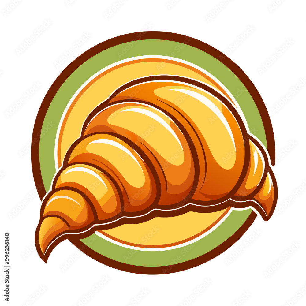 Fototapeta premium Golden Croissant Bakery Logo