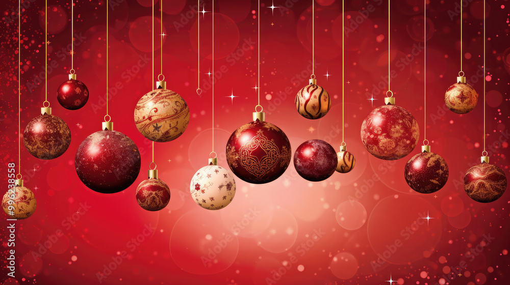 Illustration of christmas balls on a light maroon background