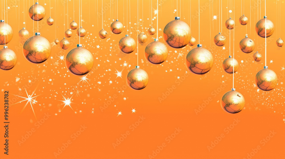 Obraz premium Illustration of christmas balls on a light orange background