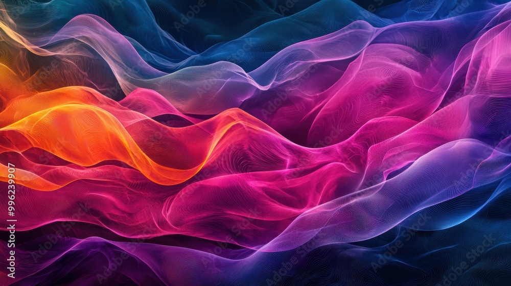 Obraz premium Vibrant Neon Waves of Translucent Color