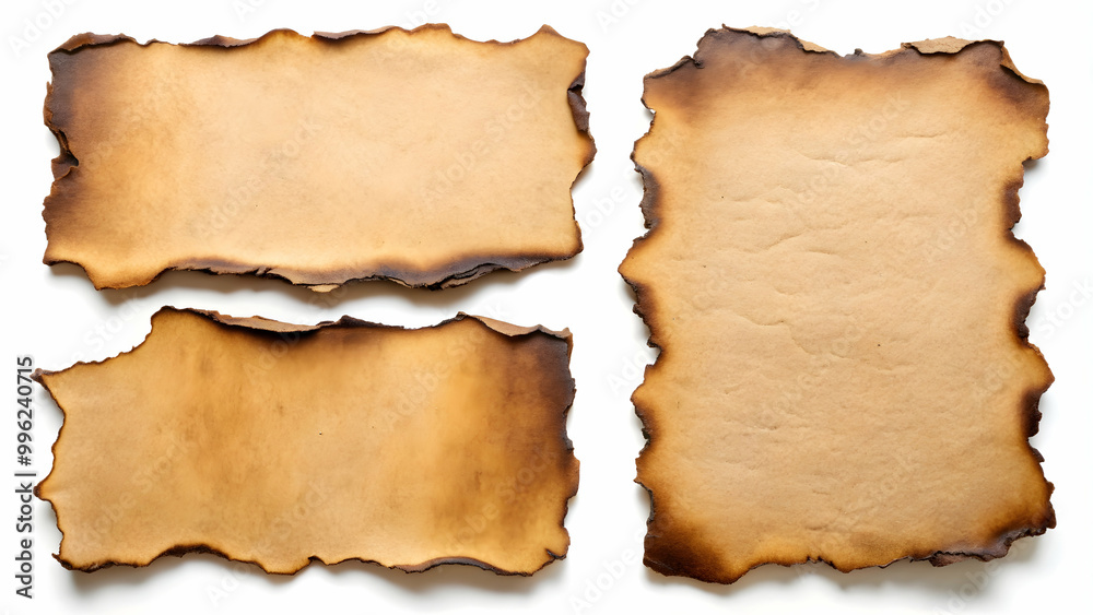 Collection of burnt edge brown paper sheets with copy space isolated on background, burnt, edges, brown, paper Collection of burnt edge brown paper sheets with copy space isolated on background, burnt, edges, brown, paper