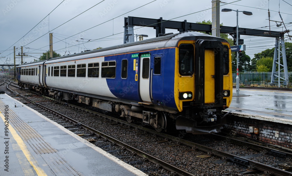 Diesel commuter Train on a Rainy Day Diesel commuter Train on a Rainy Day