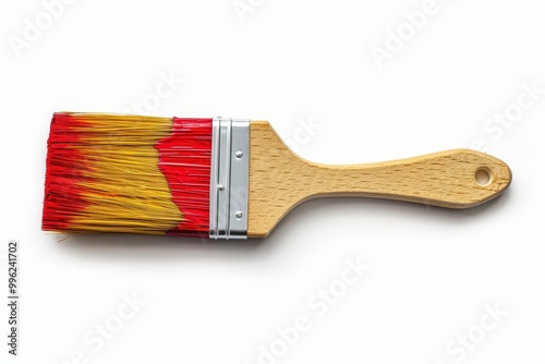 New paint brush with red tip handle for painting work photo