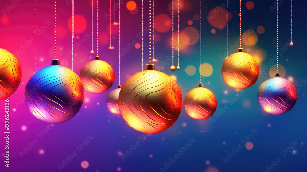 Fototapeta premium Illustration of christmas balls on a colorful background