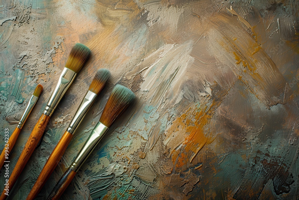 Fototapeta premium Paints and brushes for old backgrounds