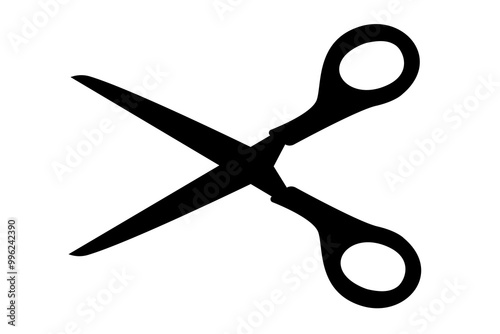 Scissors icon. Simple silhouette of open scissors. Scissors logo icon. Stock vector illustration isolated on white background.