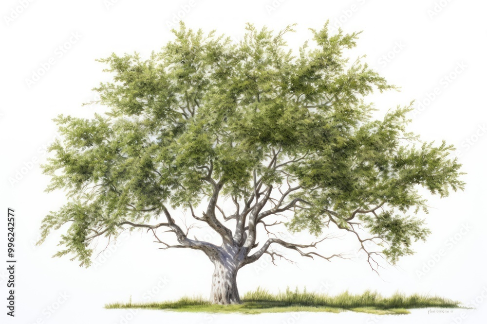 Fototapeta premium Salix caprea tree plant white background tranquility.