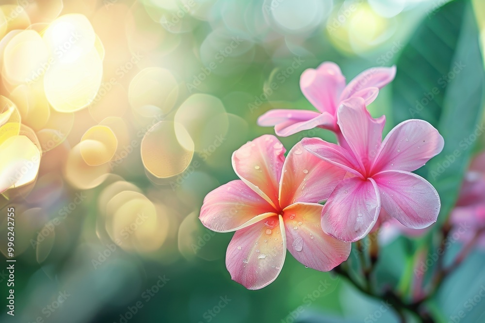pink plumeria bloom in garden pink plumeria bloom in garden