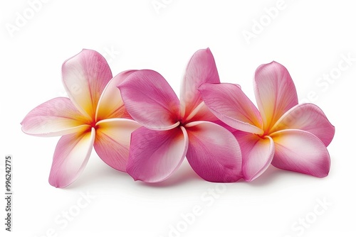 Pink Plumeria flower isolated on white background with clipping path