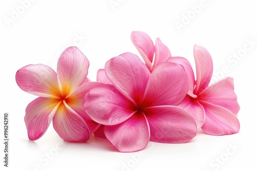 Pink Plumeria flowers on white background
