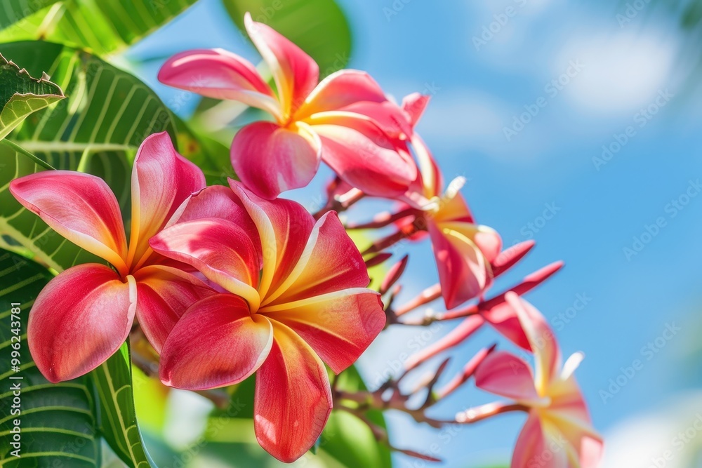 Red frangipani tree from Trinidad and Tobago is tropical and vibrant Red frangipani tree from Trinidad and Tobago is tropical and vibrant