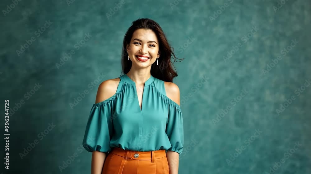 portrait of a woman on a green background