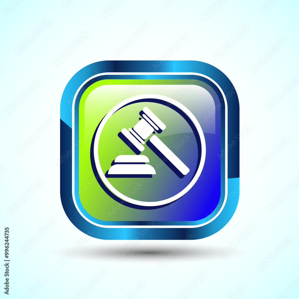 Gavel Icon Design Illustration, Legal and Justice Law Icon For Apps and Websites, Glossy Square Button Design Gavel Icon Design Illustration, Legal and Justice Law Icon For Apps and Websites, Glossy Square Button Design