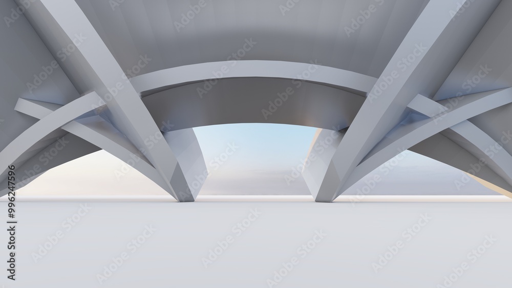 Fototapeta premium Abstract architecture background arched interior 3d render