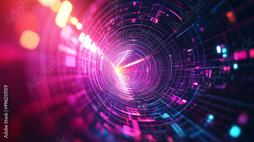 Fototapeta Naklejka Na Ścianę i Meble -  abstract  tunnel showing the future of digital technology