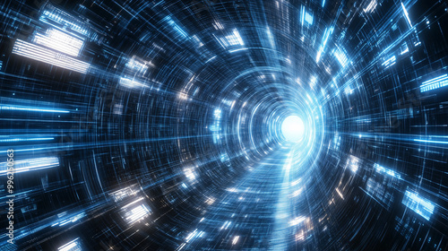 abstract tunnel showing the future of digital technology