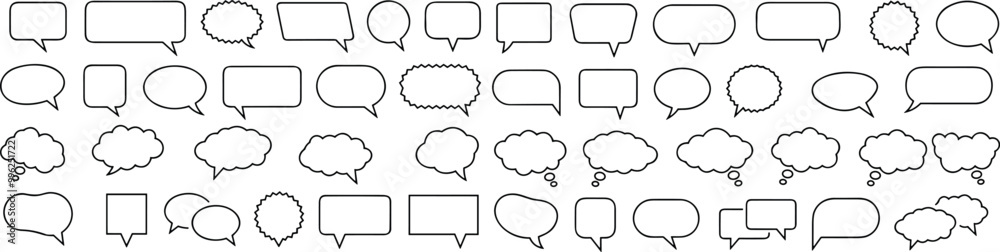 Speech Bubble set. Talk or chat bubble. Cloud speech bubbles collection. speak chatting box, message box outline Vector Speech Bubble set. Talk or chat bubble. Cloud speech bubbles collection. speak chatting box, message box outline Vector