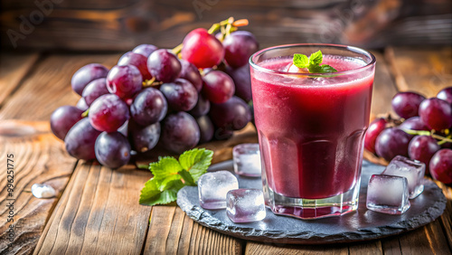 Refreshing grape juice smoothie with ice cubes, perfect for a cool and healthy drink , grapes, juice, smoothie, painting, fruit