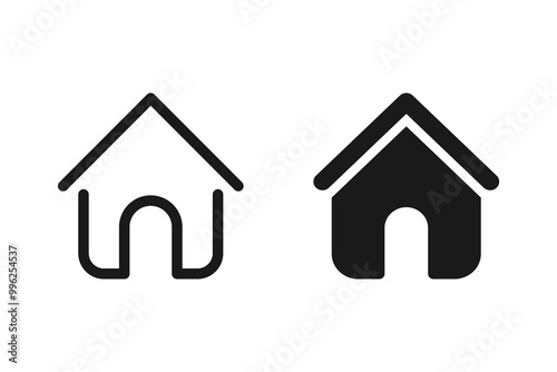 Collection of simple home icon set for apps or websites isolated on white background. Vector illustration.