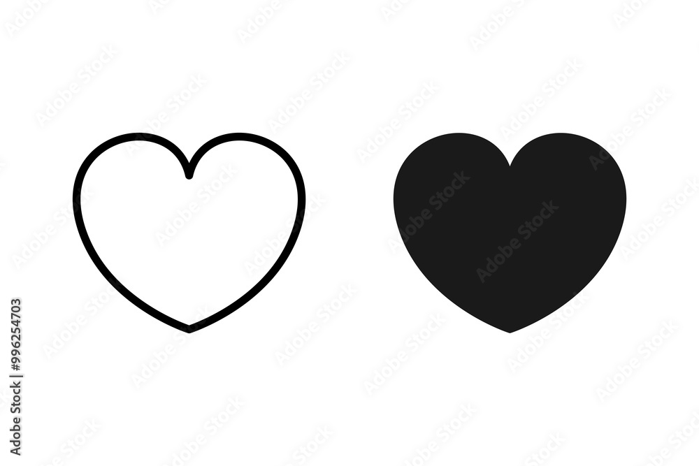 Heart icon set, love vector icon, heart icon illustration Heart icon set, love vector icon, heart icon illustration