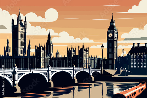 Digital illustration of London cityscape