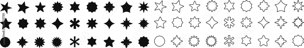 Stars collection. Star vector icons. Black set of Stars, isolated on transparent background. Star icon. Stars in modern simple flat and line style. Vector Stars collection. Star vector icons. Black set of Stars, isolated on transparent background. Star icon. Stars in modern simple flat and line style. Vector
