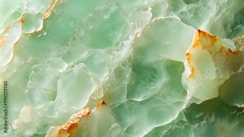 Chrysoprase crystal with rich green colors and intricate crystal patterns in high detail photo