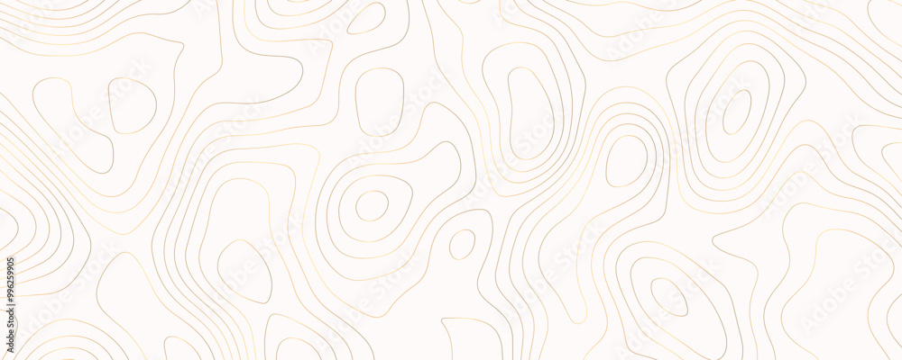 Abstract Gold Terrain Map with Wavy Contours and Geometric Patterns for a Luxury Landscape Travel Graphic

