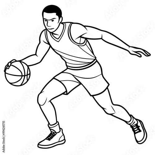 Basketball playing silhouette vector illustration on white background