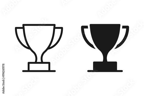 set of trophy icon in trendy flat style. color editable