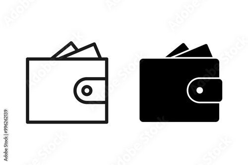 Wallet icon set. Black and linear. Vector EPS 10