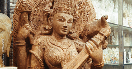 shop with marble and granite goods - statues, bas-relief decorations. India, Asia photo