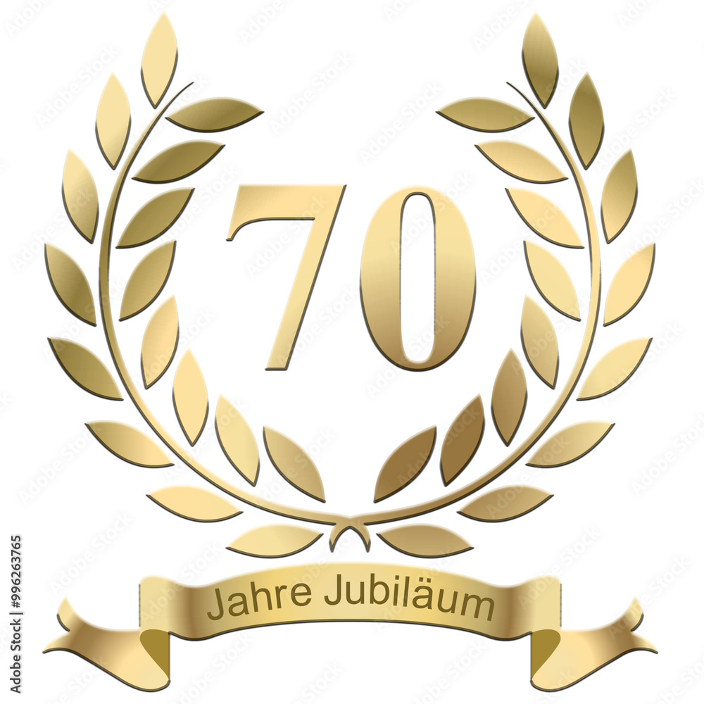 Laurels for the 70th Jubilee with text in German Laurels for the 70th Jubilee with text in German